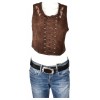 Дамски кафяв кожен елек | Mall112.com