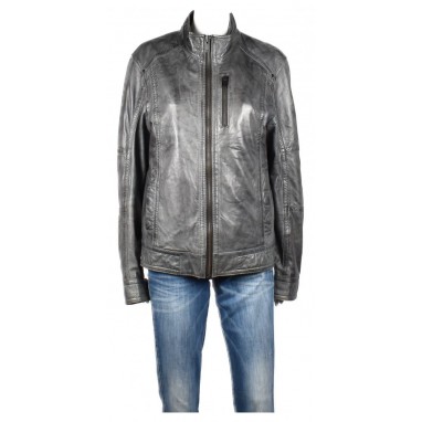 Сиво кожено мъжко яке Esprit | Mall112.com