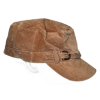 Кафява велурена шапка с козирка от естествена кожа | Mall112.com