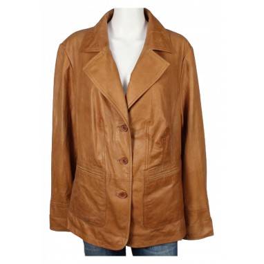 Дамско кожено яке Cognac | Mall112.com
